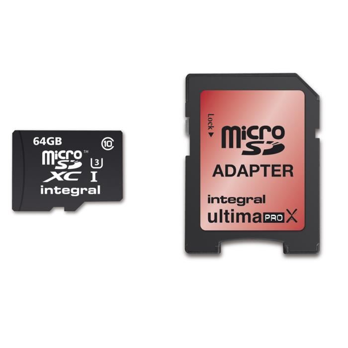 Intégral Micro SD HC 64 Go class 10 + adaptateur S Achat carte
