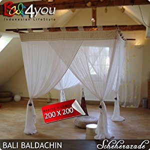 Bali Baldaquin Scheherazade 200×200 Moustiquaire inclu 4 embrasses