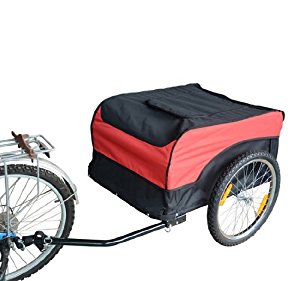 REMORQUE VÉLO CARGO PLIABLE CHARGE MAX.40KG AVEC 4 RÉFLECTEURS ROUGE