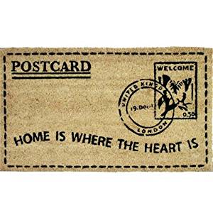 Paillasson en fibre de coco et PVC Design timbre avec inscription Home