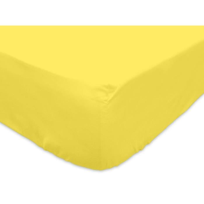 Drap housse 140×200 cm en coton SO jaune Achat / Vente drap housse