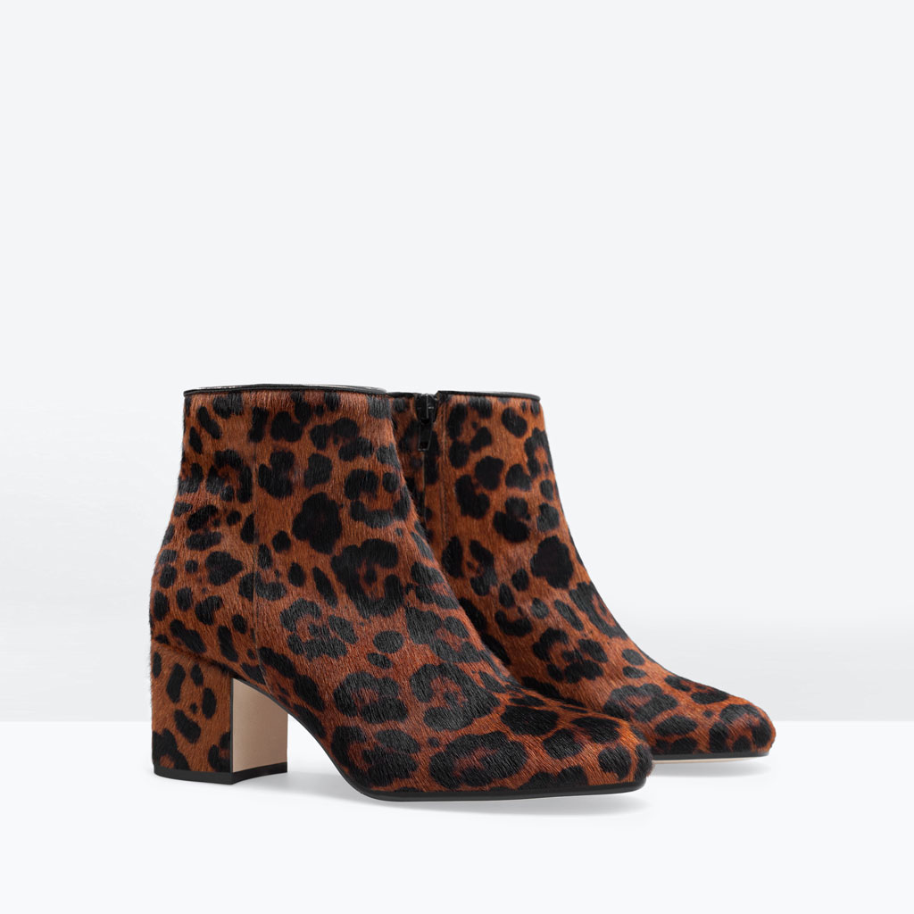 Zara imprimé léopard bottines en cuir taille 36 37