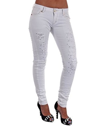 KRISP® Jeans Slim Troué Femme 36 Blanc