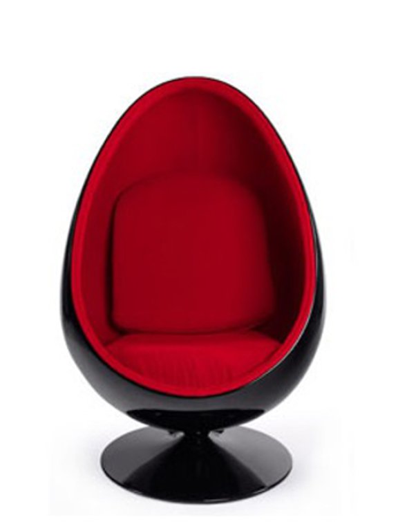 Fauteuil pivotant Oeuf, Egg chair coque noir / intérieur