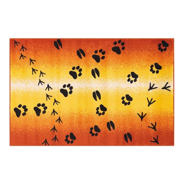 Tapis pour chambre d’enfant ambiance savane orange footprint Allotapis