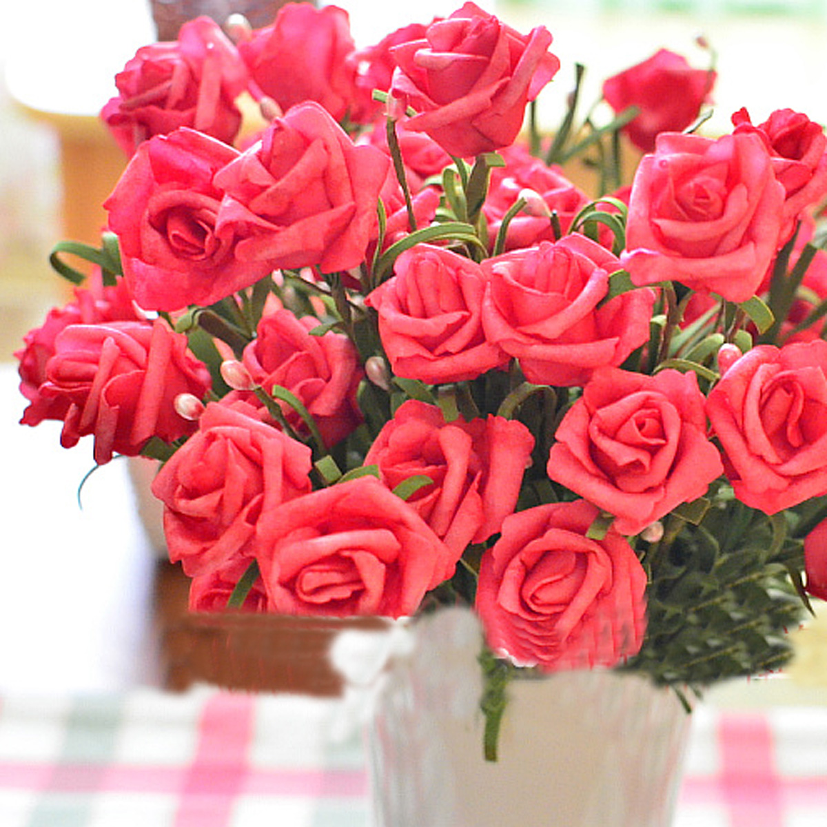 Bouquet DE Fleur Artificielle Rose 6 Têtes Plante Décoration Mariage