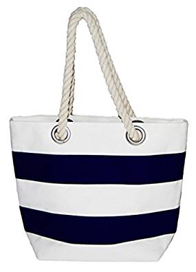 Sac de plage xxl sac de plage bleu/motif marin sac en toile, blanc