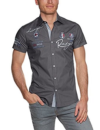 2122 Chemise casual coupe droite Manches courtes Homme