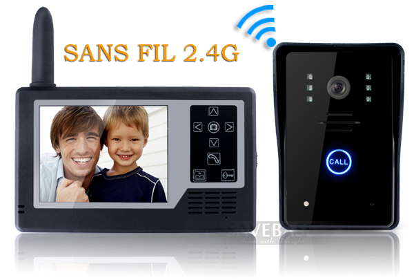 Interphone Portier Visiophone Vidéo Sans FIL 2 4GHz Ecran 3 5″ TFT