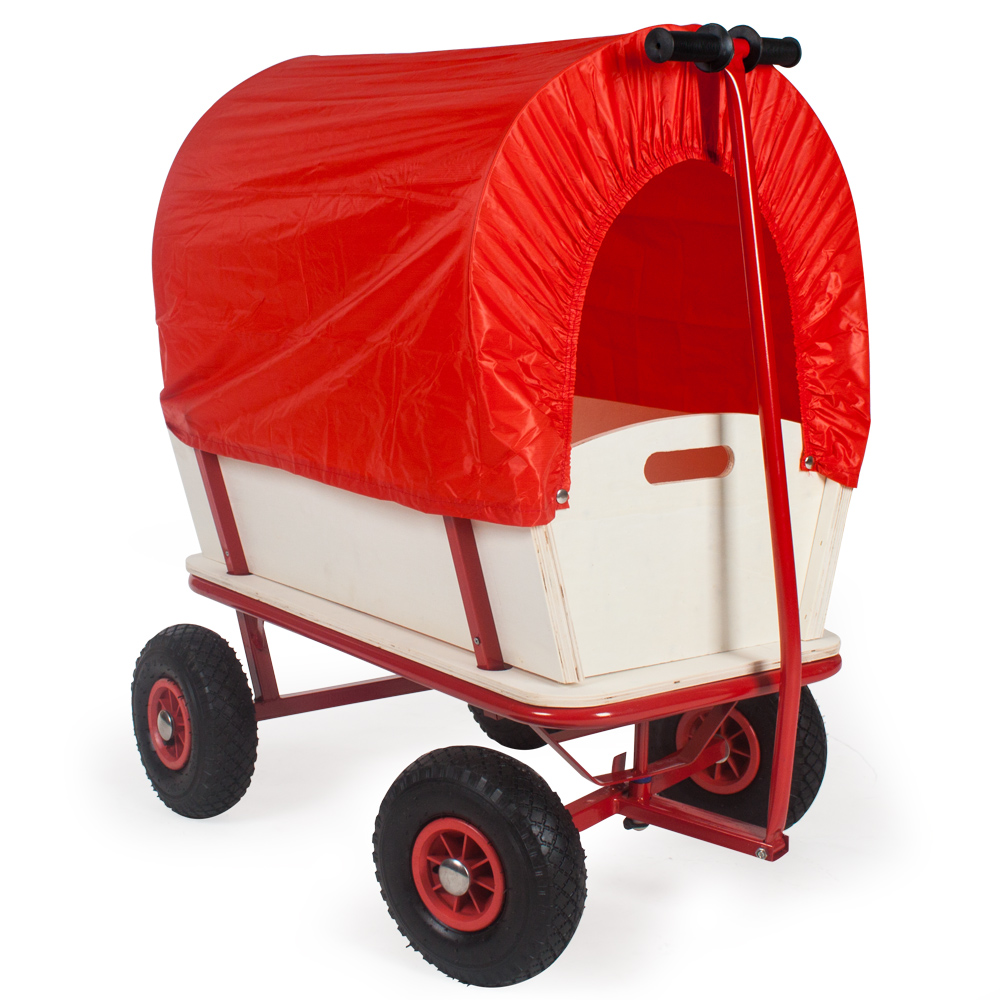 Chariot Wagon pour Enfant, chariot de transport en bois avec bâche