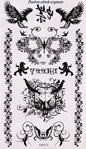 Tatouage temporaire tribal aigles blason papillons tattoo 9 stickers