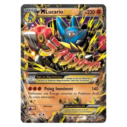 Carte Pokémon Mega M Lucario Ex 220PV 55/111 Rare Holo Ex XY