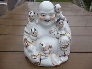 Bouddha Buddha Rieur ET Enfant Chine Chinese EN Porcelaine Porcelain