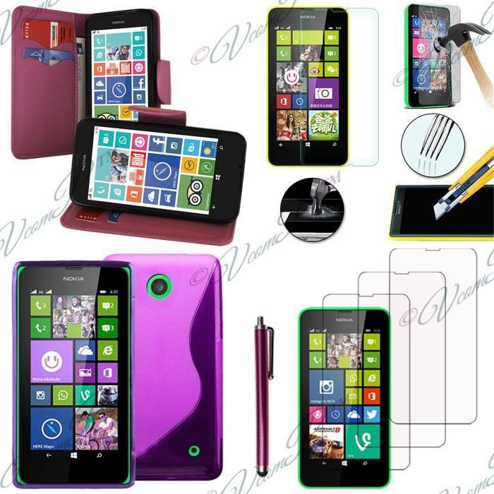 Pour Nokia Lumia 630 635 638 VIOLET Lot Coque Etui Housse Pochette