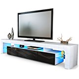 Meuble TV bas armoire basse Lima V2 en Blanc mat / Noir en haute
