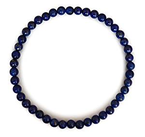 Lapis lazuli naturel bracelet, bleu foncé, rond, 4mm