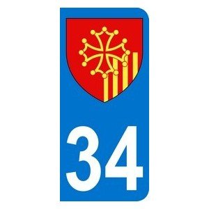 Languedoc Roussillon plaque immatriculation Moto (6, 3 x 2, 9 cm