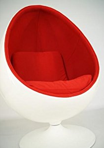 FAUTEUIL DESIGN COQUILLE OEUF EGG CHAIR BLANC/ROUGE QUALITE SUPERIEUR