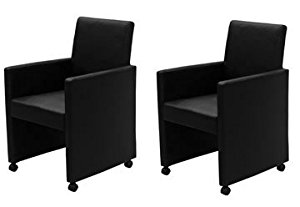 cuir noir à roulettes chaise meuble: Cuisine & Maison