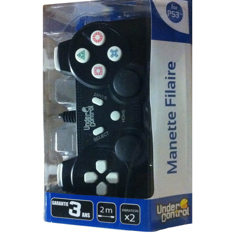 Manette Filaire PS3 Under Control Noir + Blanc à prix : pas