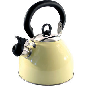 5L Stainless Steel Whistling Kettle Electric GAS HOB Camping Cream