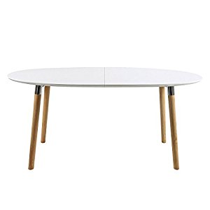 AC design furniture table de salle à manger ovale en bois blanc pieds