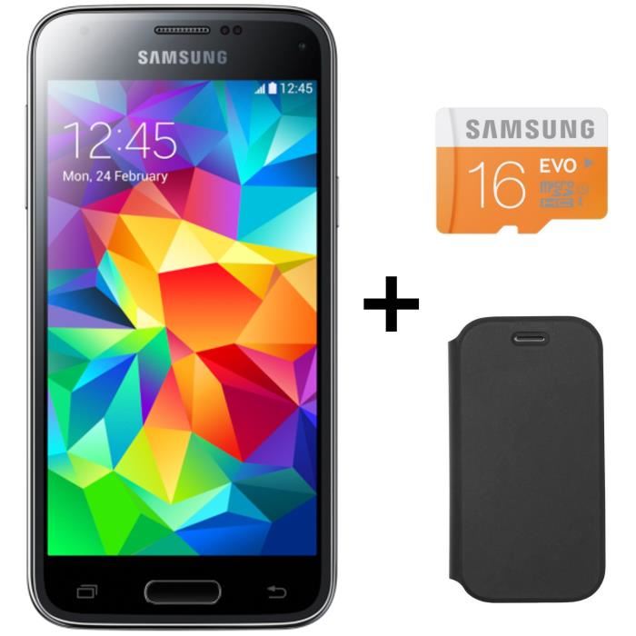 Samsung Galaxy S5 mini Noir + CarteSD 16Go + Etui smartphone, prix