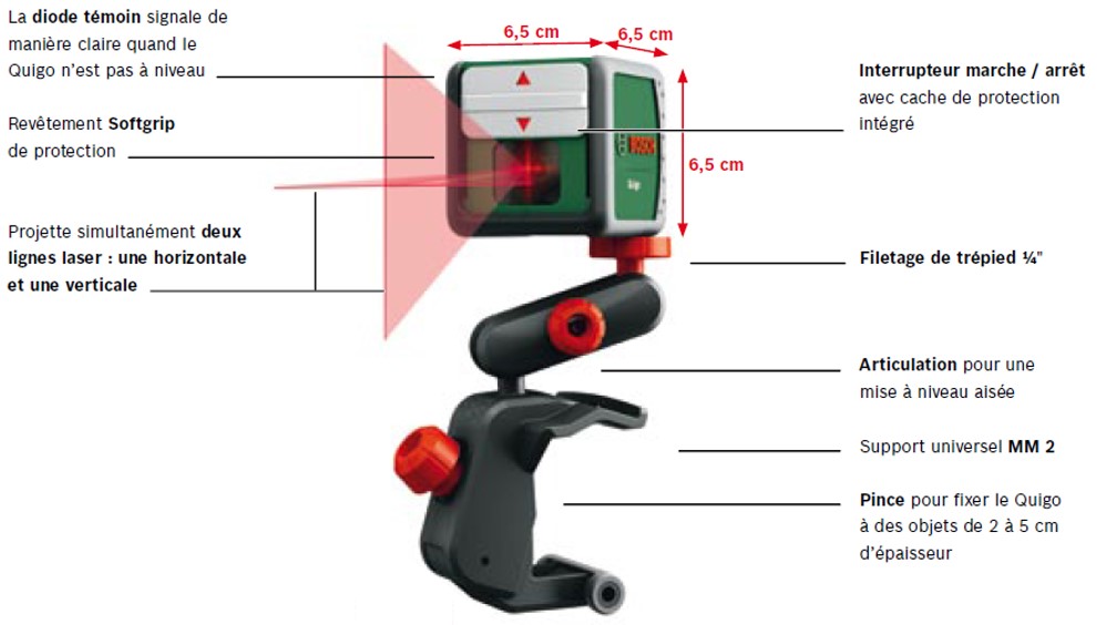Bosch Laser lignes Quigo 2 avec adaptateur fixation rapide 0603663200