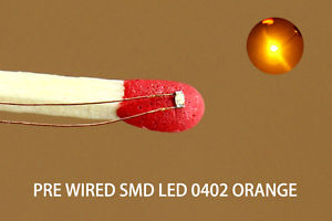 C0402OR 20pcs Pre soldered micro 0 1mm Copper Wired ORANGE SMD Led