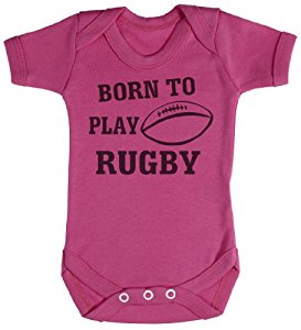 TRS Born To Play Rugby Body bébé Naissance Rose