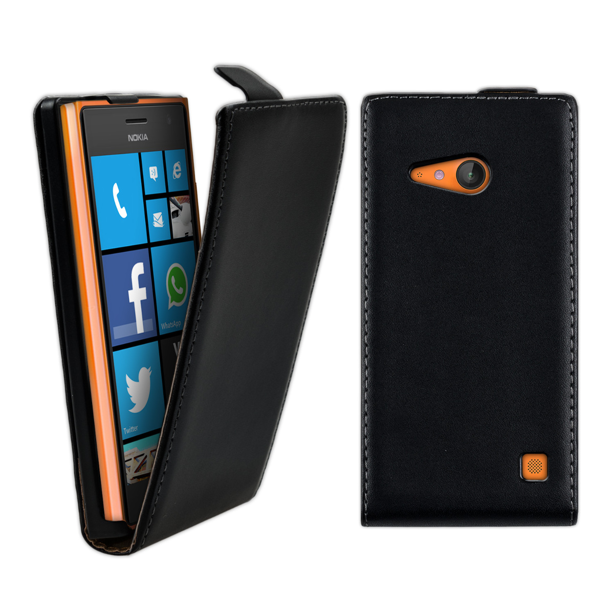 Synthétique Pour Nokia Lumia 730 735 Fermeture Aimentée Noir