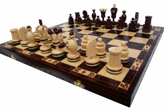 échec Jeu d’échecs Royal en bois échiquier 54 x 54 cm Travail