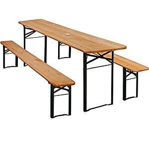 Ensemble table bancs bois pliant meuble de jardin 3 pieces terasse