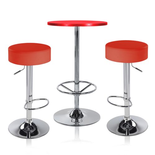 Table de bar Gin + 2 Tabourets de bar Pop Table rouge / Tabouret rouge