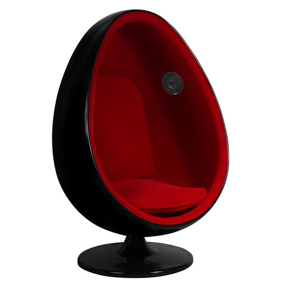 Fauteuil Oeuf Egg Chair Avec Enceintes Noir/Rouge Invitez l?art