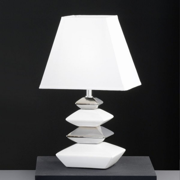 Lampe de chevet table bureau luminaire design moderne blanc céramique