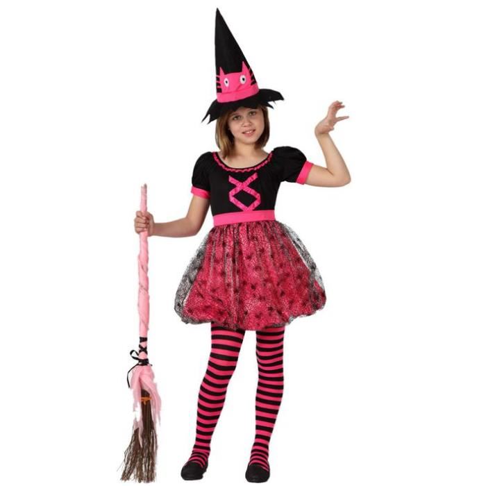 10 12 ans Costume sorcière rose fille : Costume comprenant une robe