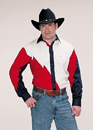 Western Express Chemise country LineDance USA Blanc/Rouge Homme