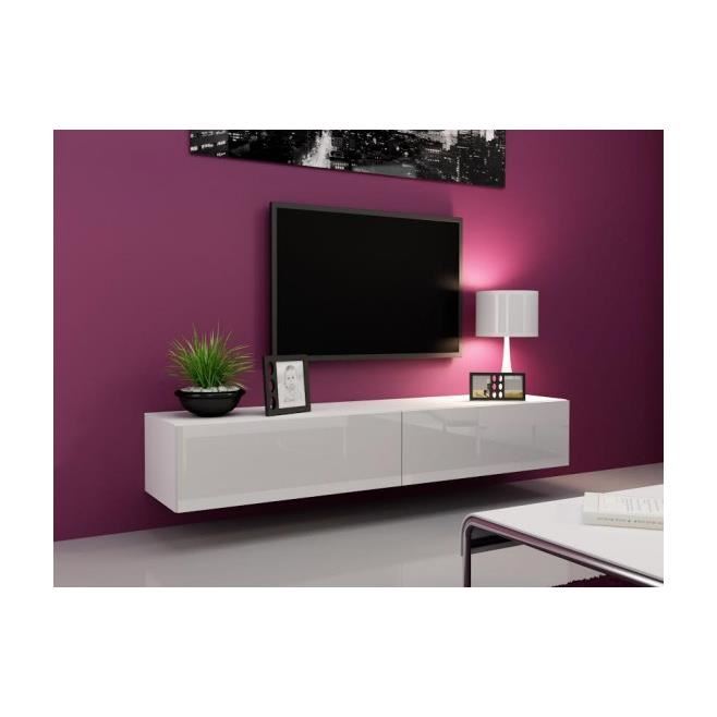 Tv Design Laqué Blanc Varsovie BLANC 160 Achat / Vente meuble tv
