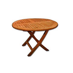 table en bois massif de jardin pliante ronde 90 cm: Jardin
