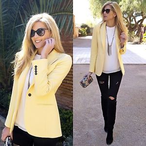 Zara Jaune Pique Blazer Veste Manteau Taille XS Bloggers