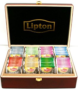 Lipton Coffret à thé en bois avec 80 sachets de thé Lipton 8
