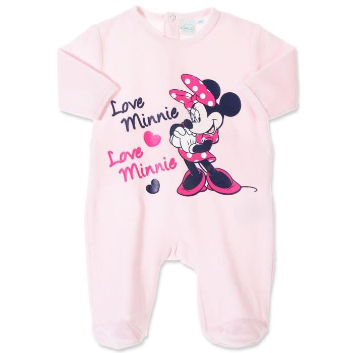 Pyjama bébé Disney baby. Imprimé « Love Minnie » + Minnie. Fermeture