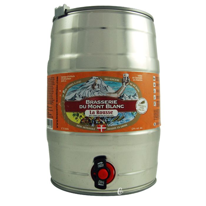 Fût de 5 litres de bière rousse de la brasserie du Mont Blanc