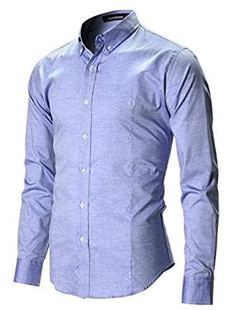 FLATSEVEN Chemise Oxford Slim Fit Casual Col Boutonné Homme