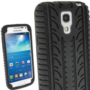 Noir Pneu Étui Housse Silicone pour Samsung Galaxy S4 SIV Mini