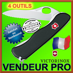 Vrai Couteau Suisse Victorinox Sentinel 4 Outils Lame Crantee Neuf
