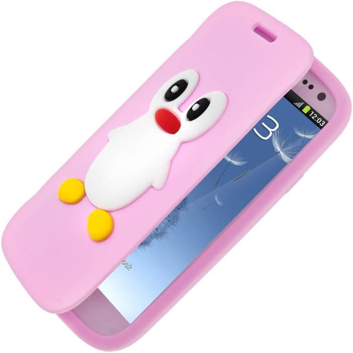 Coque Clapet Pingouin Samsung Galaxy S3 Rose Achat / Vente Coque