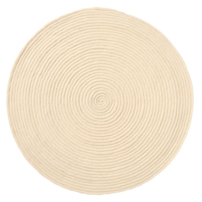 tapis rond 100% laine beige Achat / Vente tapis de bain 100% laine
