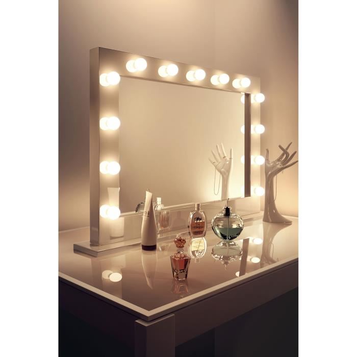 Miroir de maquillage Hollywood brillant blanc lampes DEL blanches